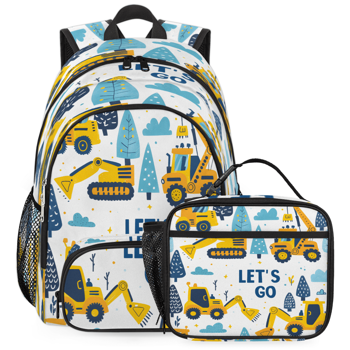 Herdesigns Construction Backpack with Lunch Box Excavator Vehicle ...