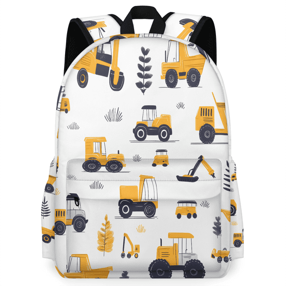 Herdesigns Construction Travel Backpack 16.3 Inch Casual Laptop Backpack for Men Women Adults Daily Daypack for Work Commuter, Tractor Truck