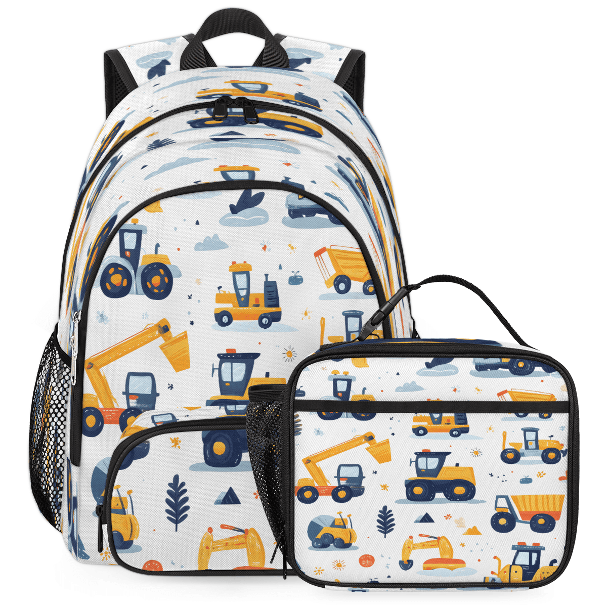 Herdesigns Construction Truck Backpack with Lunch Box Cartoon Excavator ...