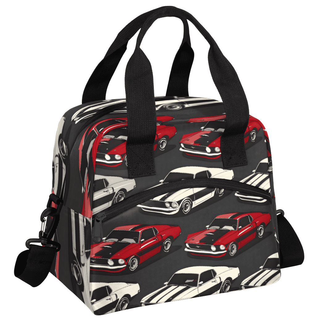 Herdesigns Cool Cars Insulated Lunch Bag for Women Men Adults Large Reusable Lunch Box Leakproof Portable Cooler Tote Bags with Adjustable Shoulder Strap