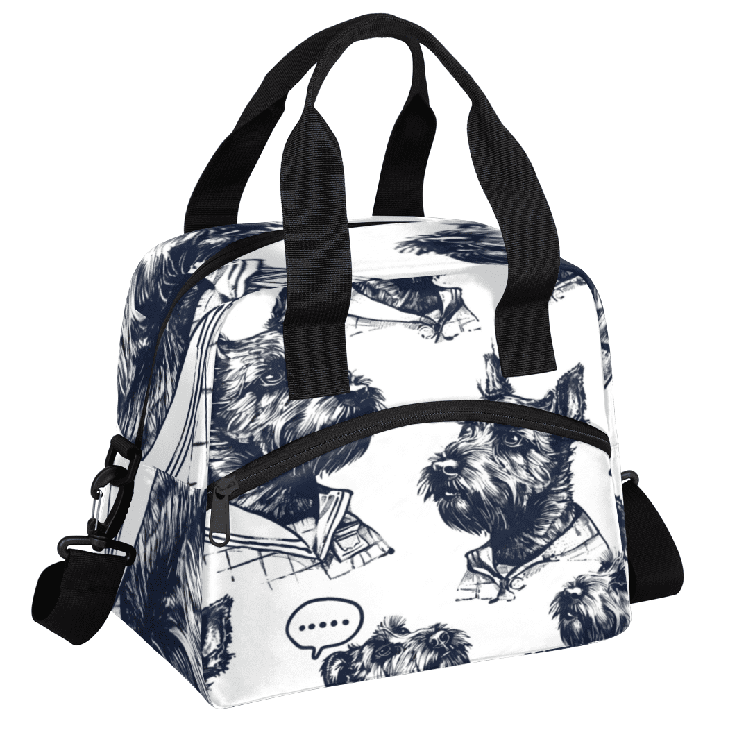 Herdesigns Cool Dogs Scottish Terrier Insulated Lunch Bag for Women Men Adults Large Reusable Lunch Box Leakproof Portable Cooler Tote Bags with Adjustable Shoulder Strap