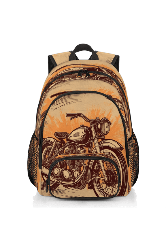 Cool Laptop Backpack for Women Men, 18.3 Inch Travel Work Backpacks, Vintage Motorcycle Waterproof Computer Casual Daypack Nurse Teacher Bags