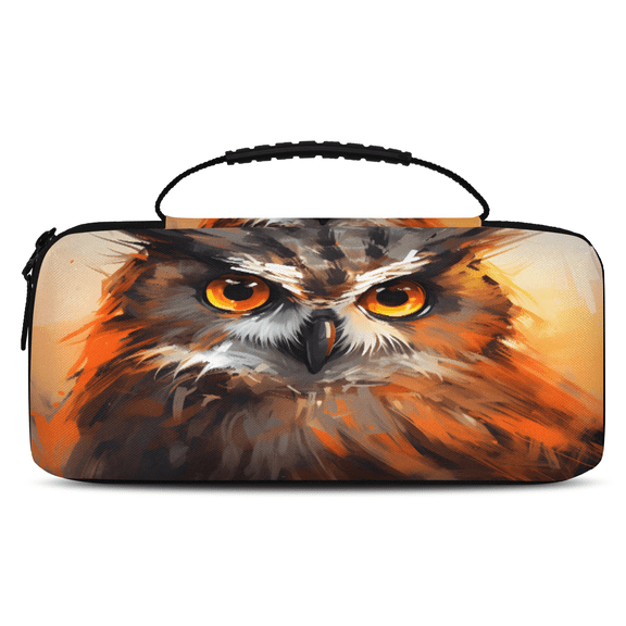 Herdesigns Cool Owl Carry Case Compatible with Nintendo Switch 2017 & Oled 2021, with 20 Game Card Slots, Bird Owl Portable Travel Carrying Case Pouch for Accessories & Games