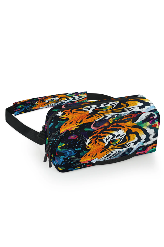 Cool Tiger Carrying Case Bag for Gaming Console, Waterproof Travel Crossbody Sling Bag Compatible with Nintendo Switch 2, Adjustable Shoulder Strap Chest Bag, Colorful