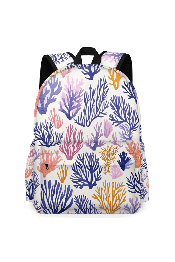 Coral Beach Backpack for Men Women Large Capacity Ocean Coastal Laptop Backpack Casual Daypack for Work Travel