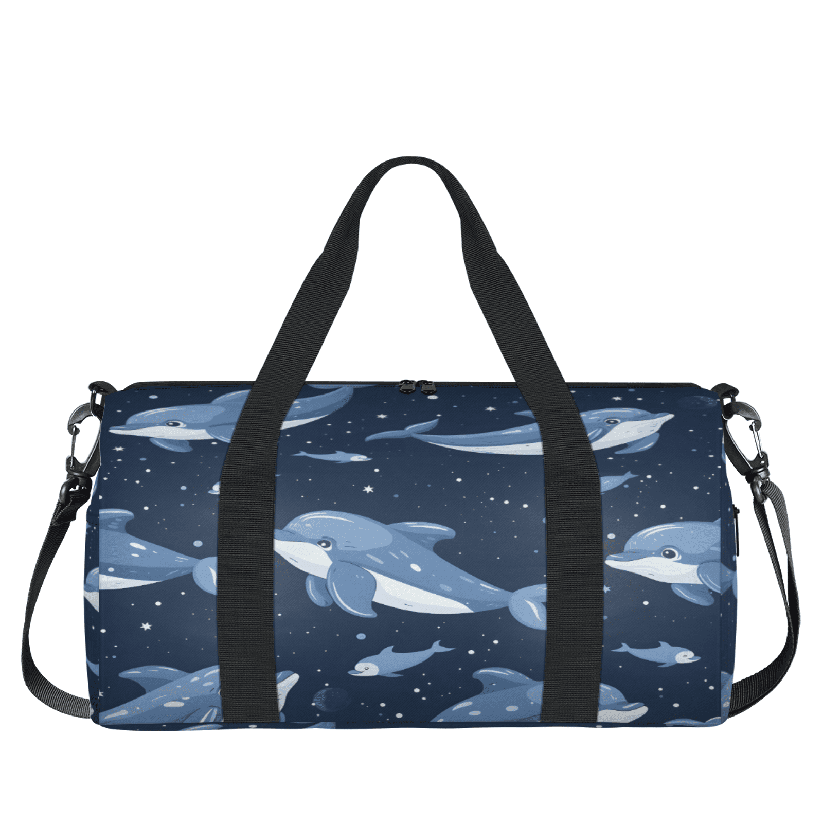 Herdesigns Corals Dolphin Gym Bag for Women, Duffle Bag for Travel Sport, Cute Fish Lightweight Waterproof Carry on Weekender Dance Yoga Workout Bags