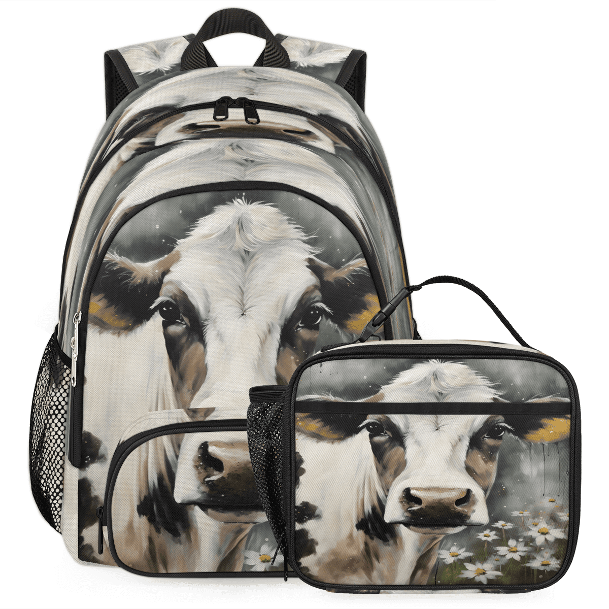 Cow Backback Herdesigns Cow Backpack with Lunch Box Farmhouse Lightweight Large ...