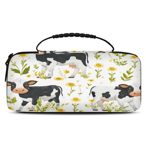 Herdesigns Cow Carry Case Compatible with Nintendo Switch 2, with 20 Game Card Slots, Cute Portable Travel Carrying Case Pouch for Accessories & Games