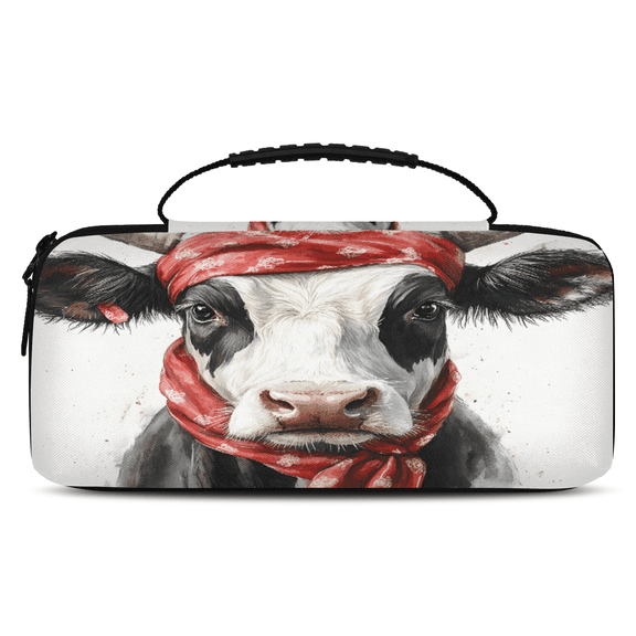 Herdesigns Cow Carry Case Compatible with Nintendo Switch OLED Model 2021/Switch 2017, Funny Protective Travel Switch Carrying Case with 20 Game Card Slots for Switch Console & Accessories