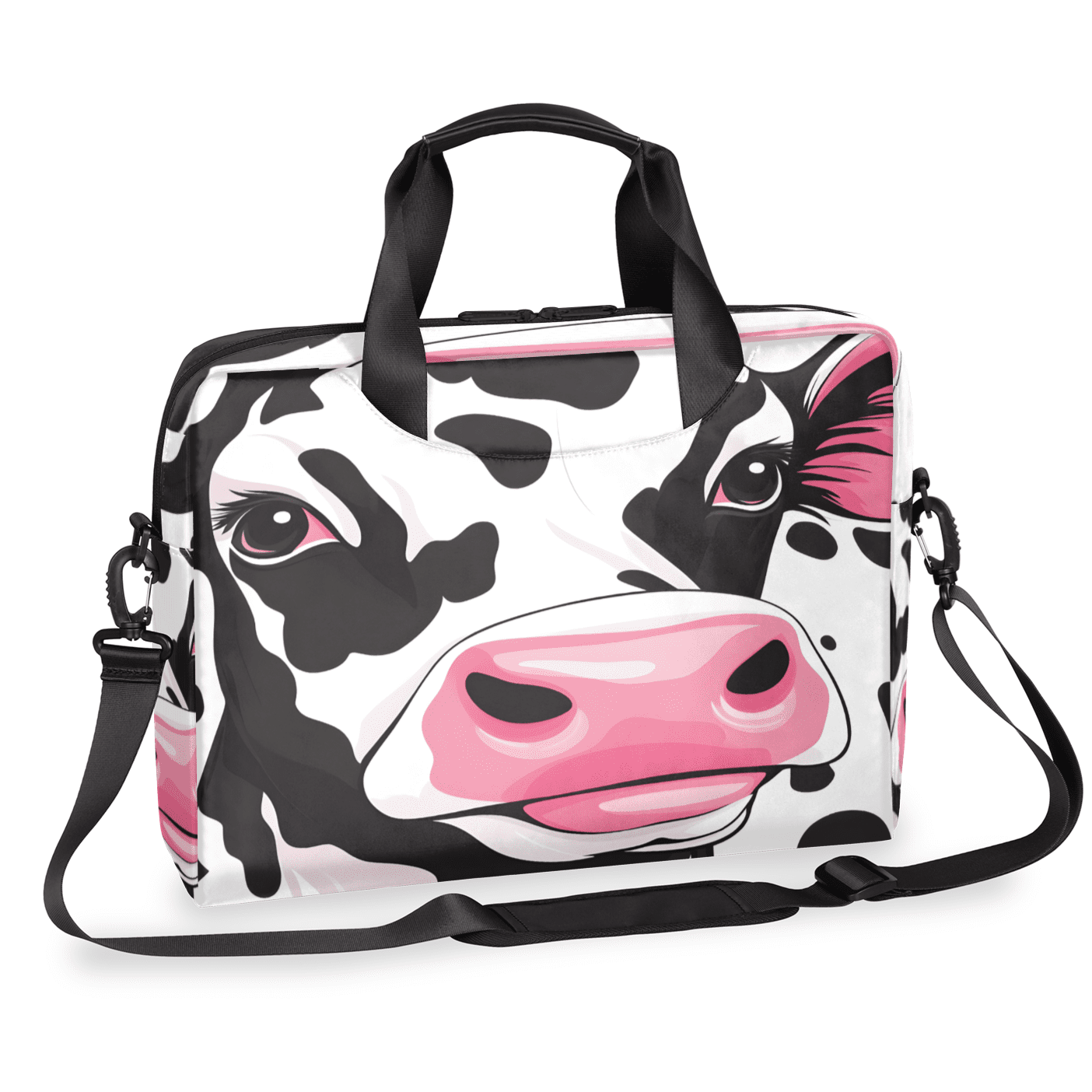 Herdesigns Cow Laptop Bag for Women Men, Computer Case Briefcase Messenger Bags, 15-15.6 inch Laptop Sleeve Shoulder Bag