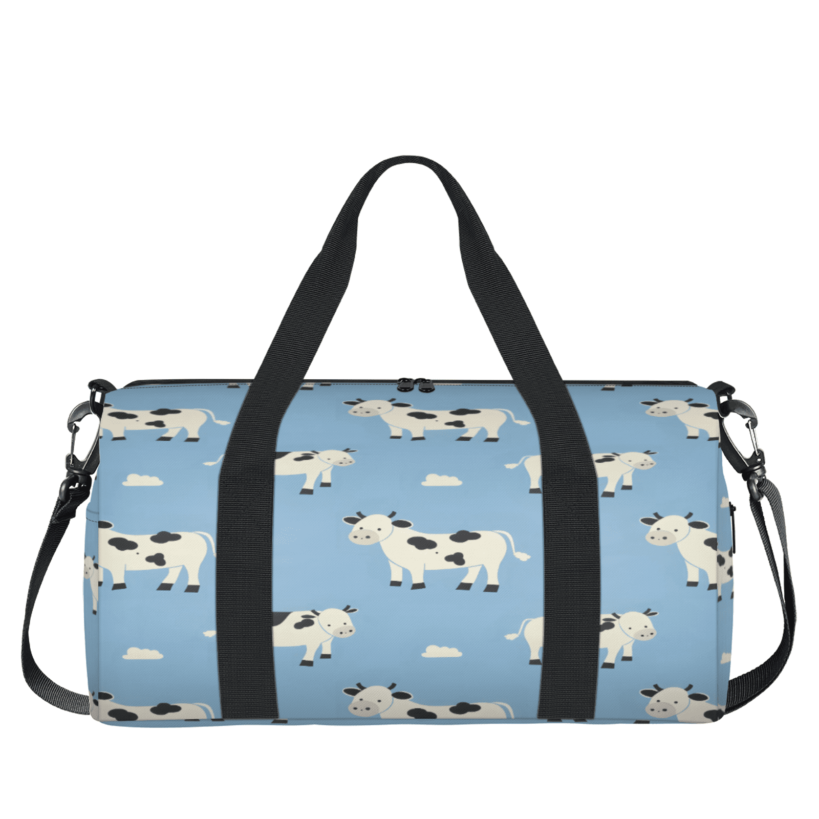 Herdesigns Cow Pattern Travel Duffle Bag Sports Yoga Weekender Overnight Carry on Workout Bags Lightweight Waterproof Gym Tote Bag for Women