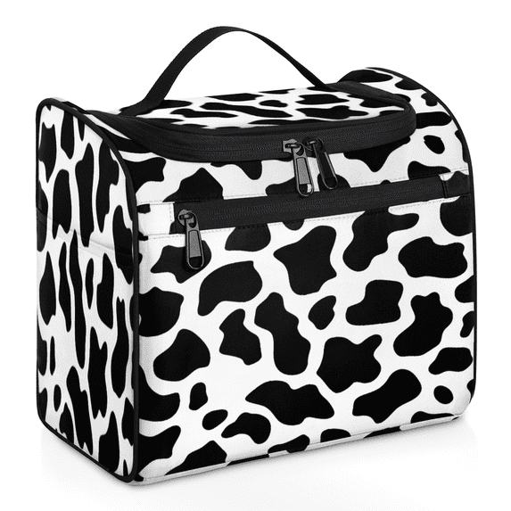 Herdesigns Cow Print Western Toiletry Bag for Women, Travel Makeup Bag, Waterproof Hanging Cosmetic Organizer for Toiletries & Makeup Essentials
