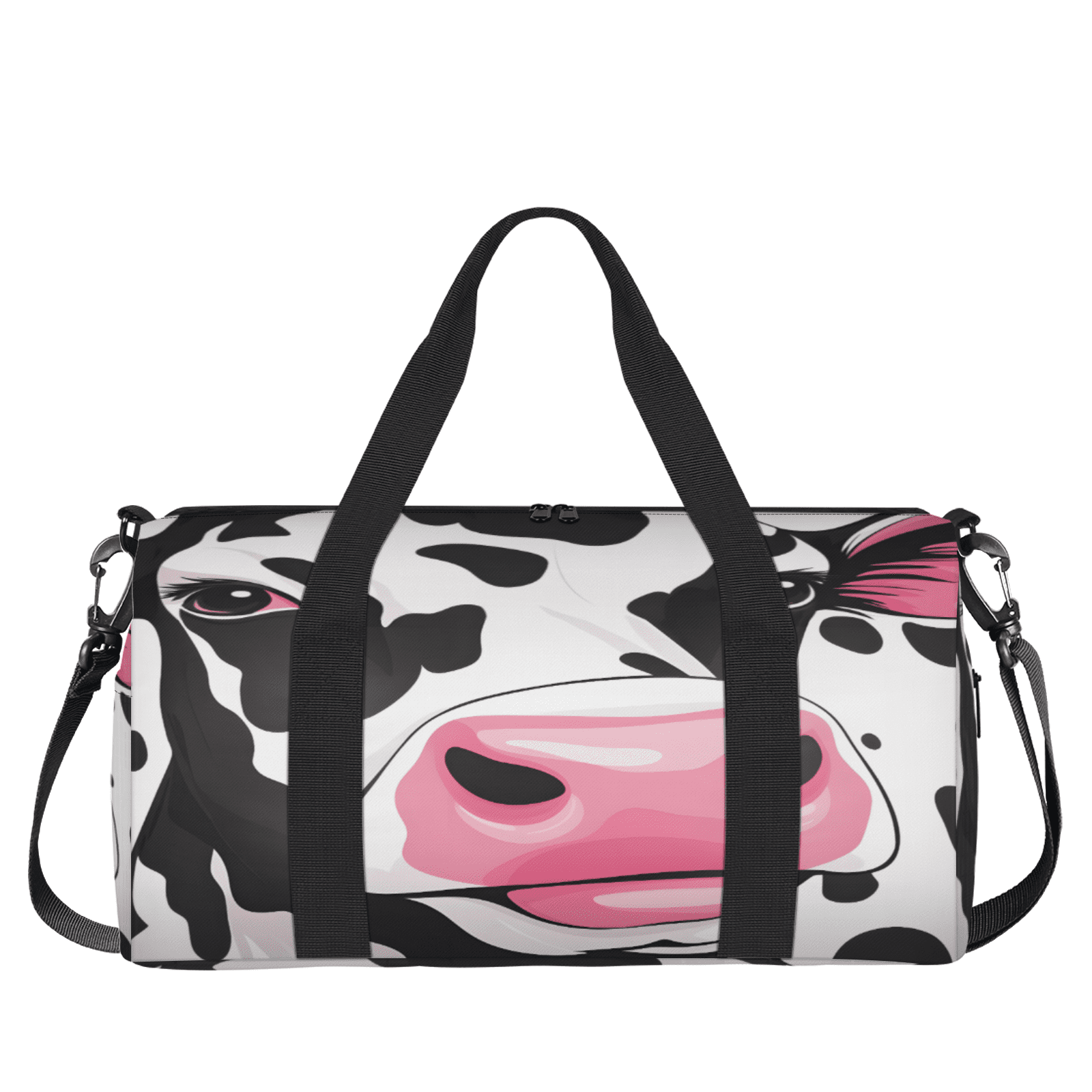 Herdesigns Cow Travel Duffle Bag Sports Yoga Weekender Overnight Carry on Workout Bags Lightweight Waterproof Gym Tote Bag for Women Funny