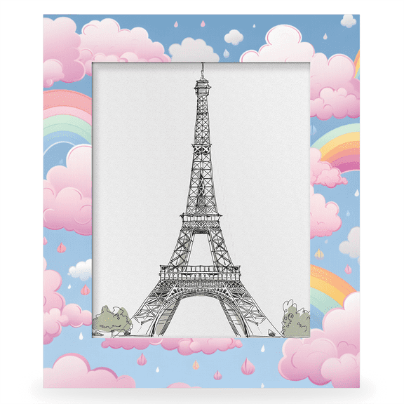 Herdesigns Cute 8x10 Picture Frame, Clouds Rainbow Wood Photo Frame for Wall & Tabletop, Vertical & Horizontal Display Home Decor