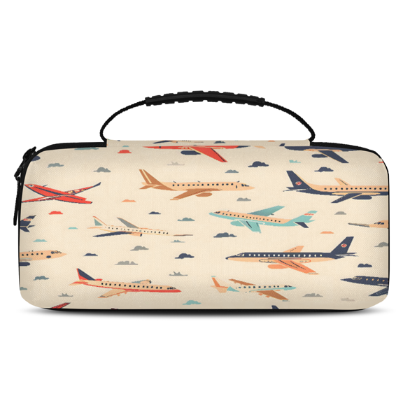 Herdesigns Cute Airplane Aircraft Carrying Case for Nintendo Switch OLED Model 2021 & Switch 2017 with 20 Game Card Slots, Portable Travel Carry Case for Accessories and Console