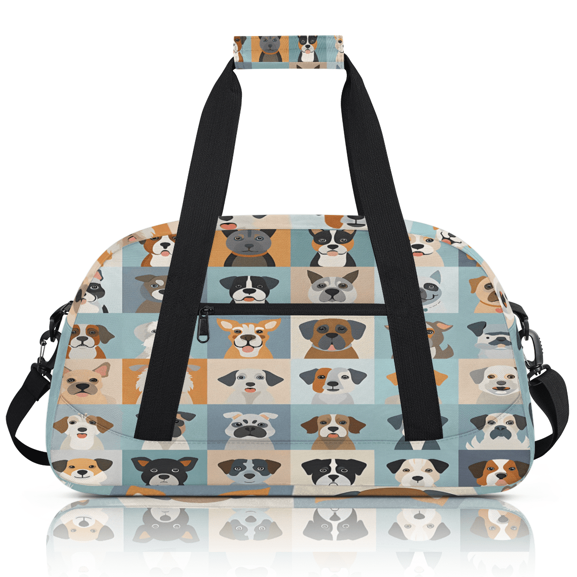 Herdesigns Cute Animal Dogs Puppy Sports Duffle Bag for Women & Men, Gym Bag Dance Bag Overnight Bag Carry On Weekender Travel Bag