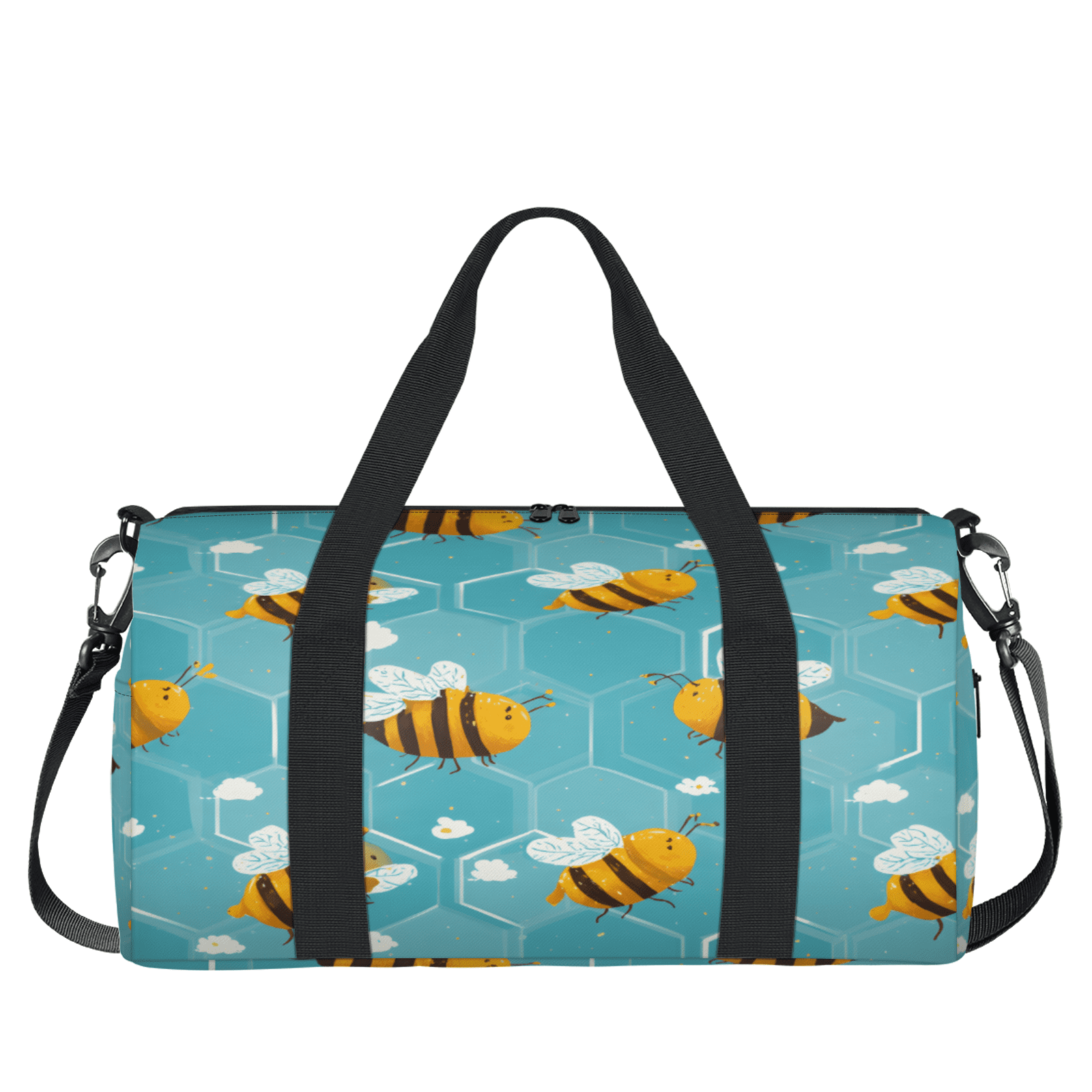 Herdesigns Cute Bee Gym Bag for Women, Duffle Bag for Travel Sport, Lightweight Waterproof Carry on Weekender Dance Yoga Workout Bags