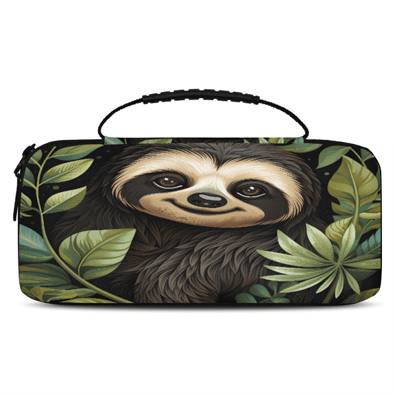 Herdesigns Cute Carry Case Compatible with Nintendo Switch 2017 & Oled 2021, with 20 Game Card Slots, Sloth Portable Travel Carrying Case Pouch for Accessories & Games