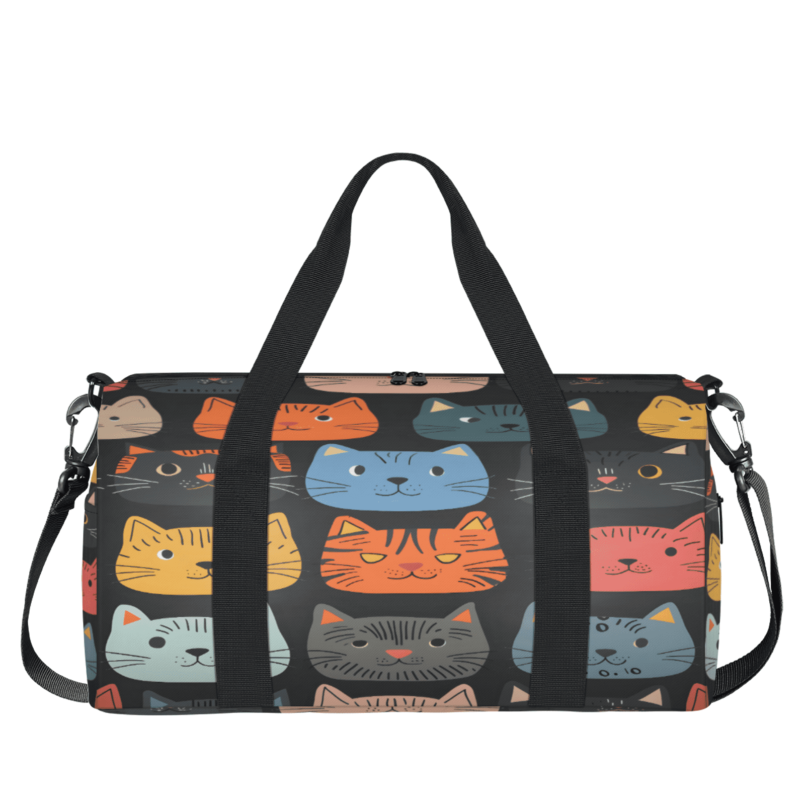 Herdesigns Cute Cartoon Cat Gym Bag for Women, Duffle Bag for Travel Sport, Lightweight Waterproof Carry on Weekender Overnight Dance Yoga Workout Bags