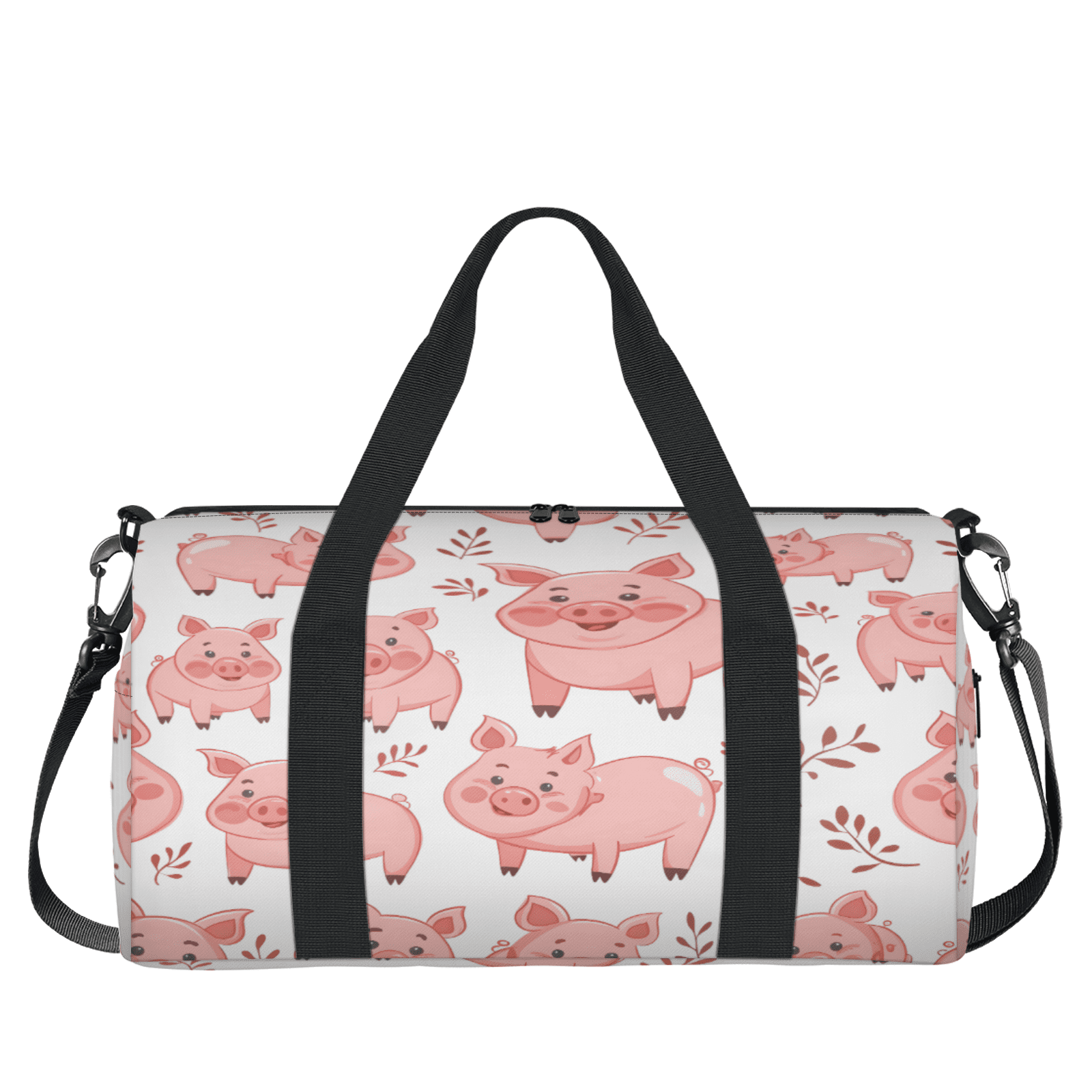 Herdesigns Cute Cartoon Pig Gym Bag for Women, Duffle Bag for Travel Sport, Lightweight Waterproof Carry on Weekender Overnight Dance Yoga Workout Bags