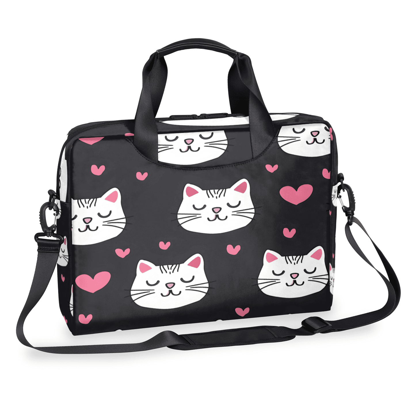 Herdesigns Cute Cat Laptop Bag for Women Men, Computer Case Briefcase Messenger Bags, 15-15.6 inch Laptop Sleeve Shoulder Bag