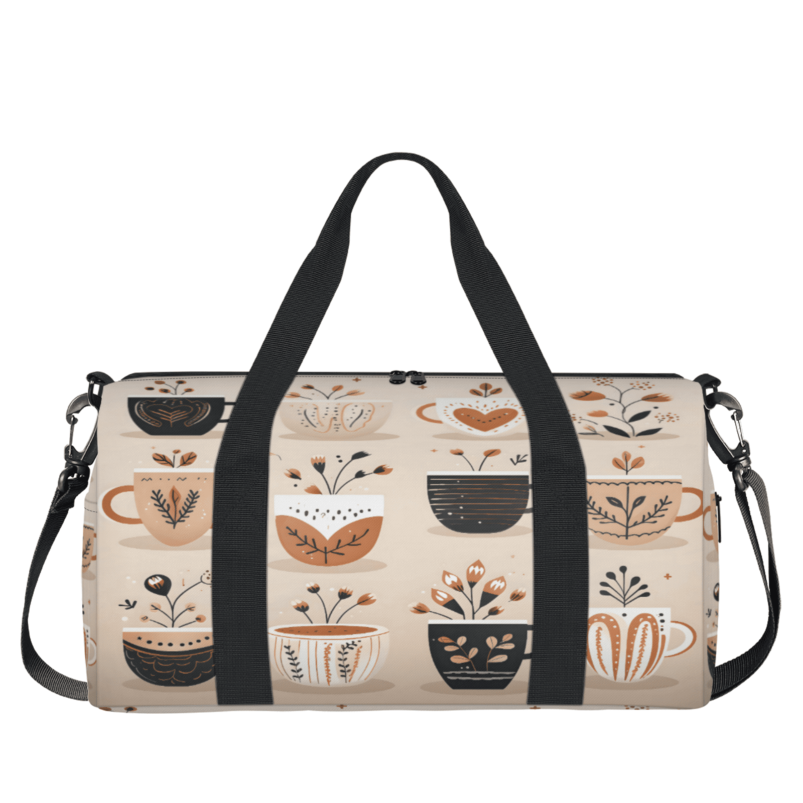 Herdesigns Cute Coffee Gym Bag for Women, Duffle Bag for Travel Sport, Lightweight Waterproof Carry on Weekender Overnight Dance Yoga Workout Bags