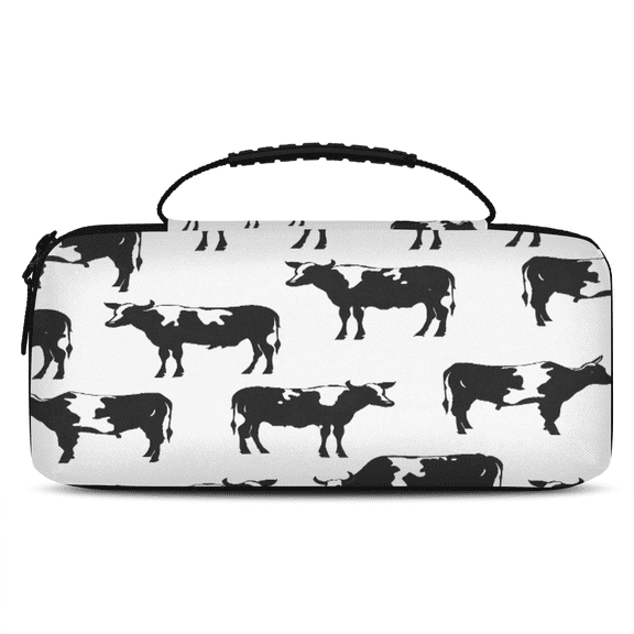 Herdesigns Cute Cow Carry Case Compatible for Nintendo Switch OLED Model 2021/Switch 2017, Protective Travel Switch Carrying Case with 20 Game Card Slots for Switch Console & Accessories