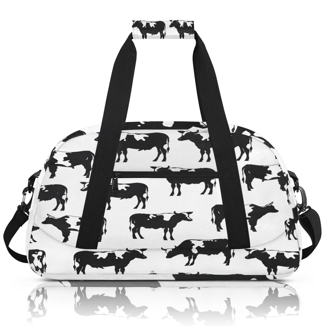 Herdesigns Cute Cow Sports Duffle Bag for Women & Men, Gym Bag Dance Bag Overnight Bag Carry On Weekender Travel Bag