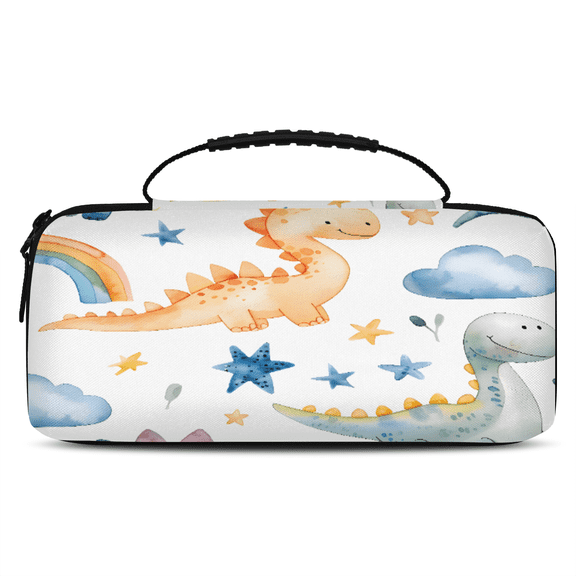 Herdesigns Cute Dino Rainbow Carrying Case for Nintendo Switch OLED Model 2021 & Switch 2017 with 20 Game Card Slots, Portable Travel Carry Case for Accessories and Console