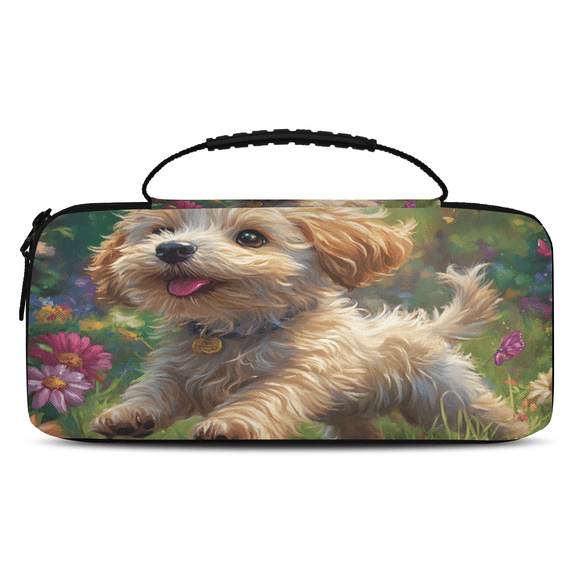 Herdesigns Cute Dog Carry Case Compatible with Nintendo Switch 2, Protective Travel Switch Carrying Case with 20 Game Card Slots for Switch Console & Accessories,Puppy