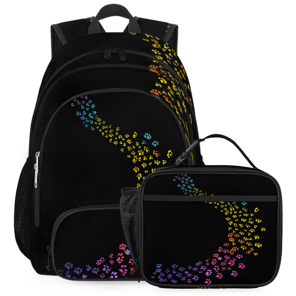 Herdesigns Cute Dog Paw Print Large Backpack Set with Lunch Box ...