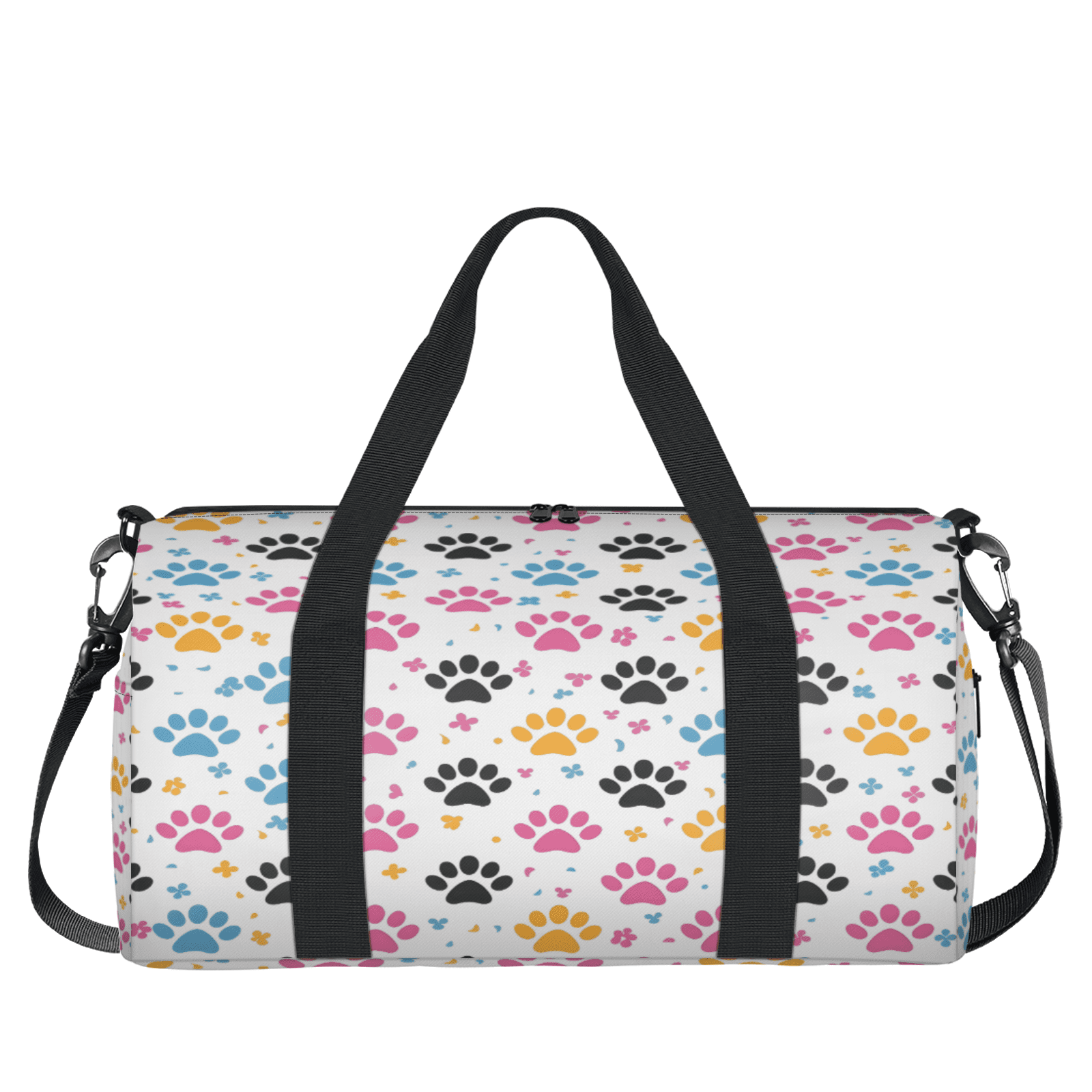 Herdesigns Cute Dog Paws Print Gym Bag for Women, Duffle Bag for Travel Sport, Lightweight Waterproof Carry on Weekender Overnight Dance Yoga Workout Bags