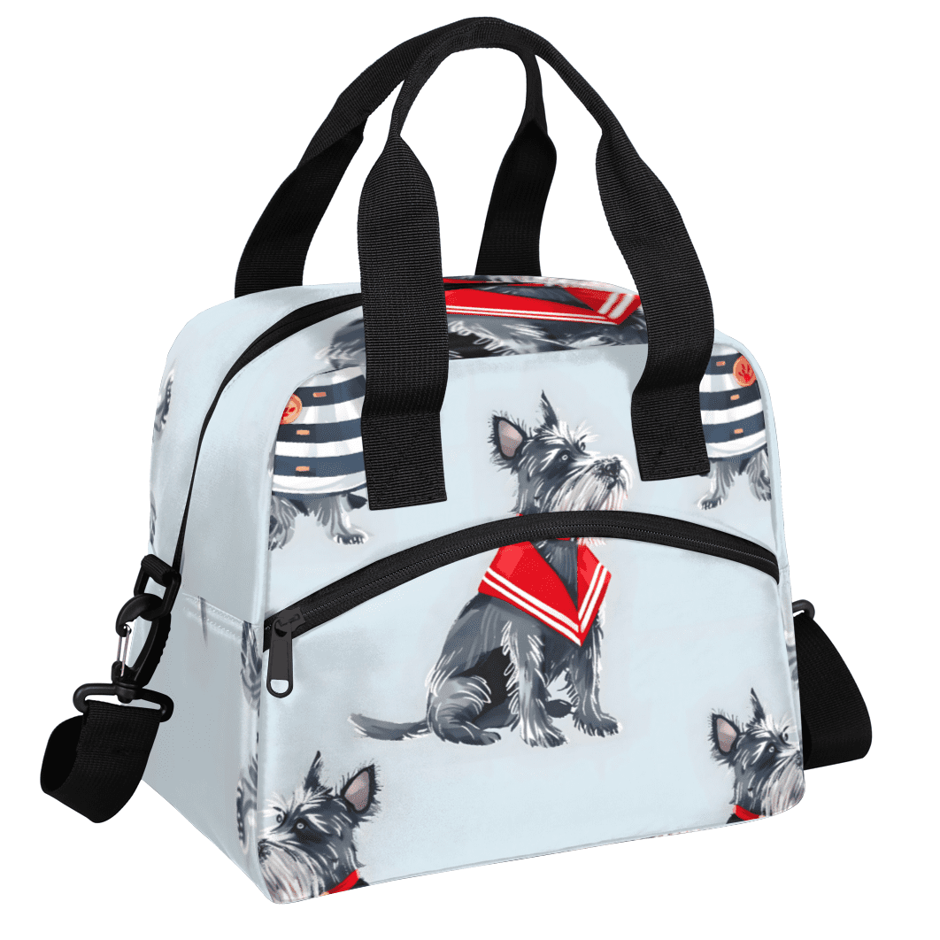 Herdesigns Cute Dog Scottish Terrier Insulated Lunch Bag for Women Men Adults Large Reusable Lunch Box Leakproof Portable Cooler Tote Bags with Adjustable Shoulder Strap