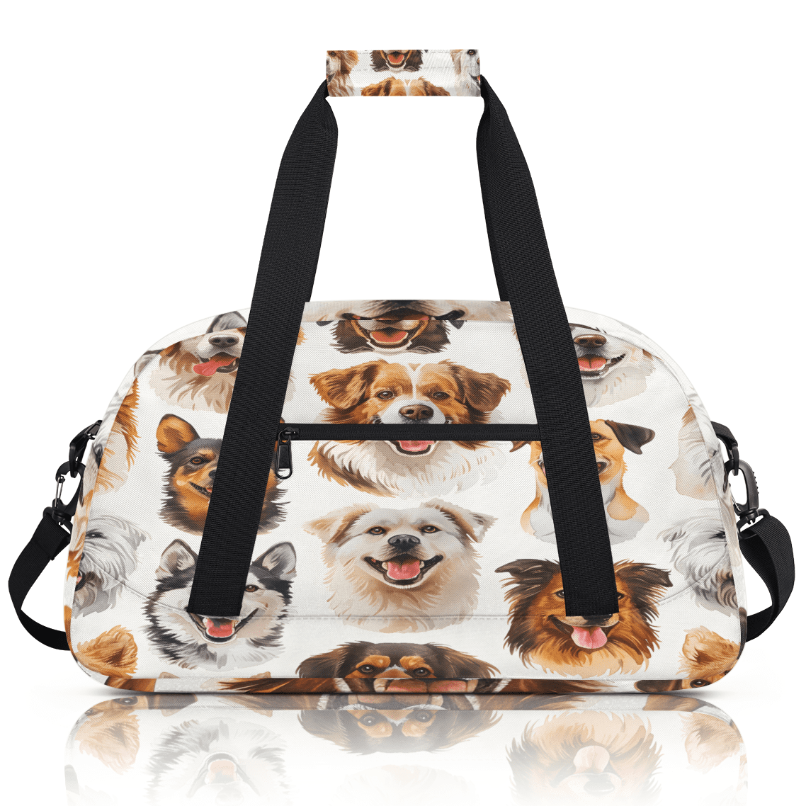 Herdesigns Cute Dogs Sports Duffle Bag for Women & Men, Puppy Pets Gym Bag Dance Bag Overnight Bag Carry On Weekender Travel Bag