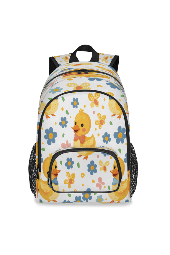 Cute Duck Laptop Backpack for Women Men, 18.3 Inch Spring Flower Large Computer Backpacks Fashion Teacher Nurse Bag Casual Daypack for Work Travel