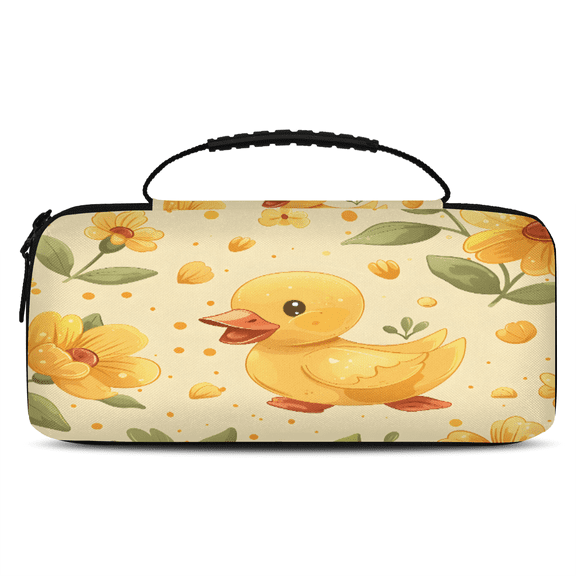 Herdesigns Cute Ducks Carry Case Compatible with Nintendo Switch 2, with 20 Game Card Slots, Yellow Flower Portable Travel Carrying Case Pouch for Accessories & Games