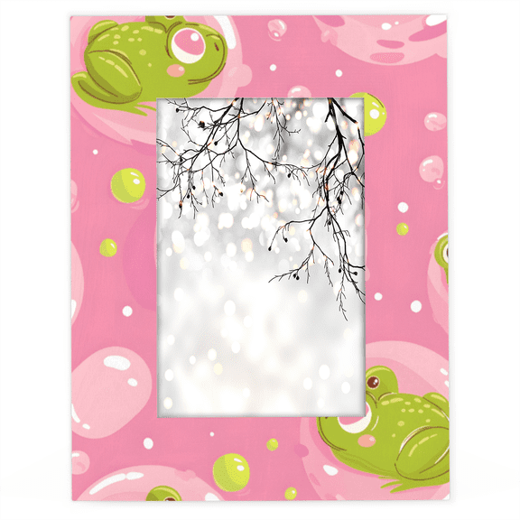 Herdesigns Cute Frog 4x6 Picture Frame Bubble Wood Photo Frame Table Display or Wall Hanging Decoration for Vertical or Horizontal Display