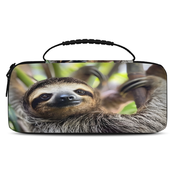Herdesigns Cute Funny Sloth Carrying Case for Nintendo Switch OLED Model 2021 & Switch 2017 with 20 Game Card Slots, Portable Travel Carry Case for Accessories and Console