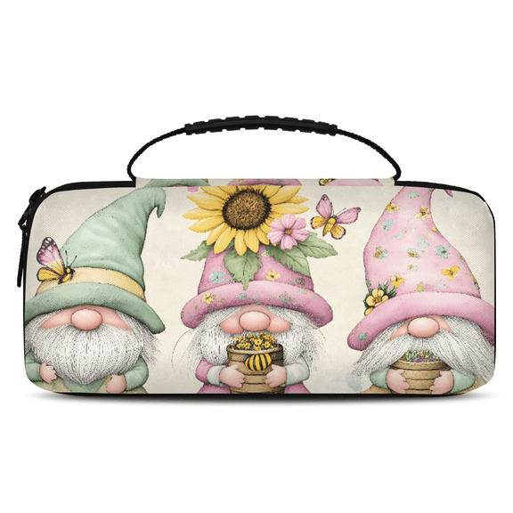 Herdesigns Cute Gnome Spring Summer Carrying Case for Nintendo Switch OLED Model 2021 & Switch 2017 with 20 Game Card Slots, Portable Travel Carry Case for Accessories and Console