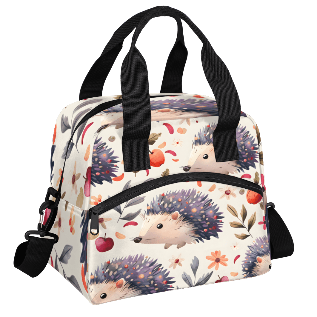 Herdesigns Cute Hedgehog Insulated Lunch Bag for Women Men Adults Large Reusable Lunch Box Animal Pattern Leakproof Cooler Tote Bags with Adjustable Shoulder Strap