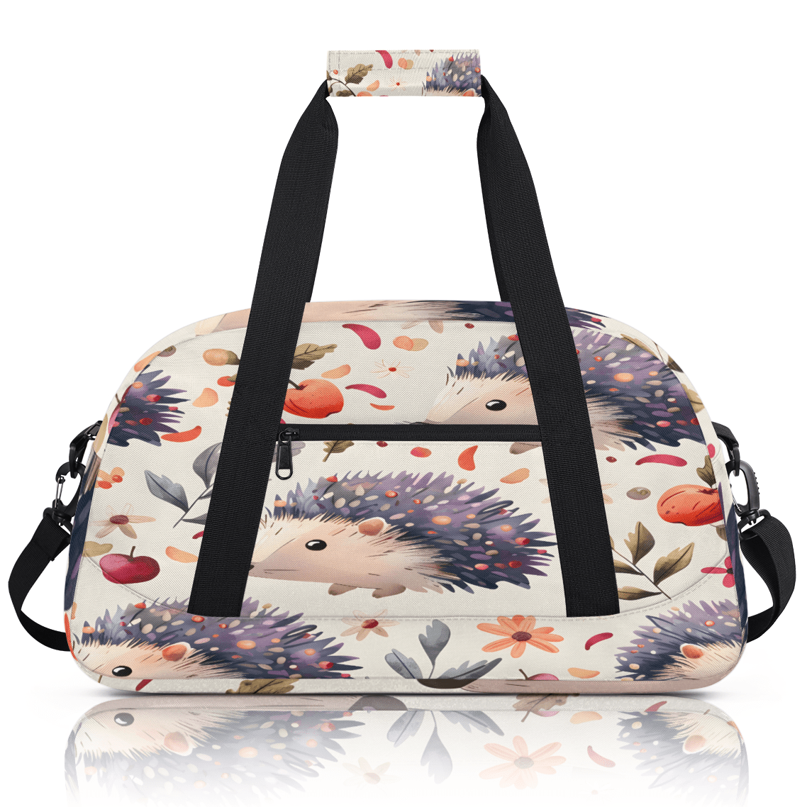 Herdesigns Cute Hedgehog Sports Duffle Bag for Women & Men, Animal Pattern Gym Bag Dance Bag Overnight Bag Carry On Weekender Travel Bag