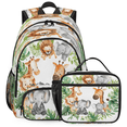 thumbnail image 1 of Herdesigns Cute Lion Elephant Giraffe Palm Leaves Large Backpack Set with Lunch Box Lightweight Water Resistant Travel Laptop Backpacks Casual Daypacks for Women Men, 1 of 8