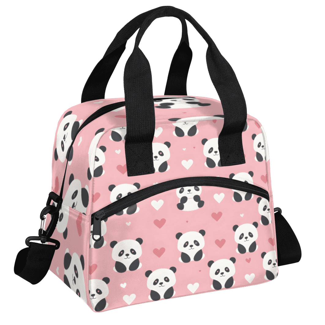Herdesigns Cute Panda Insulated Lunch Bag for Women Men Adults Large Reusable Lunch Box Animal Panda Leakproof Cooler Tote Bags with Adjustable Shoulder Strap