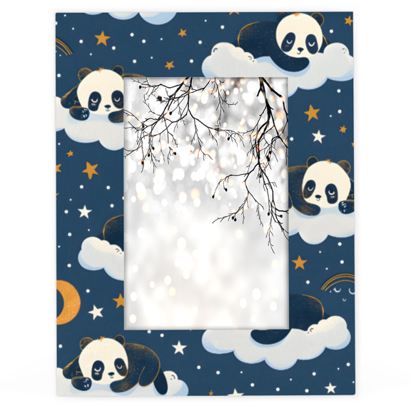 Herdesigns Cute Pandas 5x7 Picture Frame, Black White Animals Wood Photo Frame for Living Room Bedroom, Vertical & Horizontal Display