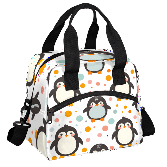Herdesigns Cute Penguins Insulated Lunch Bag for Women Men Adults Large Reusable Lunch Box Penguin Leakproof Cooler Tote Bags with Adjustable Shoulder Strap