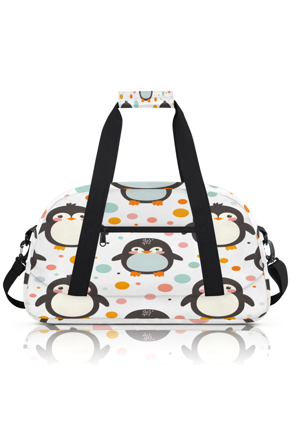 Cute Penguins Sports Duffle Bag for Women & Men, Penguin Gym Bag Dance Bag Overnight Bag Carry On Weekender Travel Bag