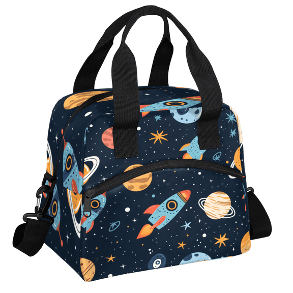 Herdesigns Cute Planet Insulated Lunch Bag for Women Men Adults Large Reusable Lunch Box Universe Galaxy Space Leakproof Cooler Tote Bags with Adjustable Shoulder Strap