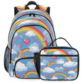 thumbnail image 1 of Herdesigns Cute Rainbow Heart Large Backpack Set with Lunch Box Lightweight Water Resistant Travel Laptop Backpacks Casual Daypacks for Women Men, 1 of 8