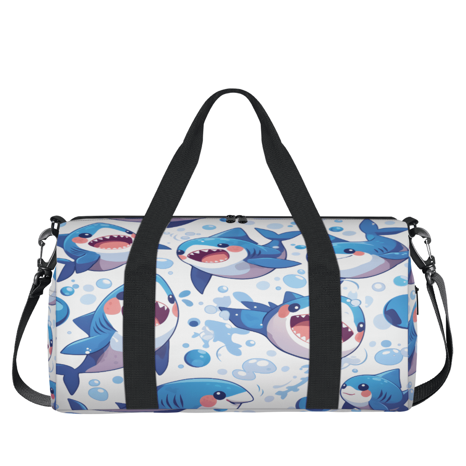 Herdesigns Cute Shark Gym Bag for Women, Duffle Bag for Travel Sport, Nautical Lightweight Waterproof Carry on Weekender Dance Yoga Workout Bags