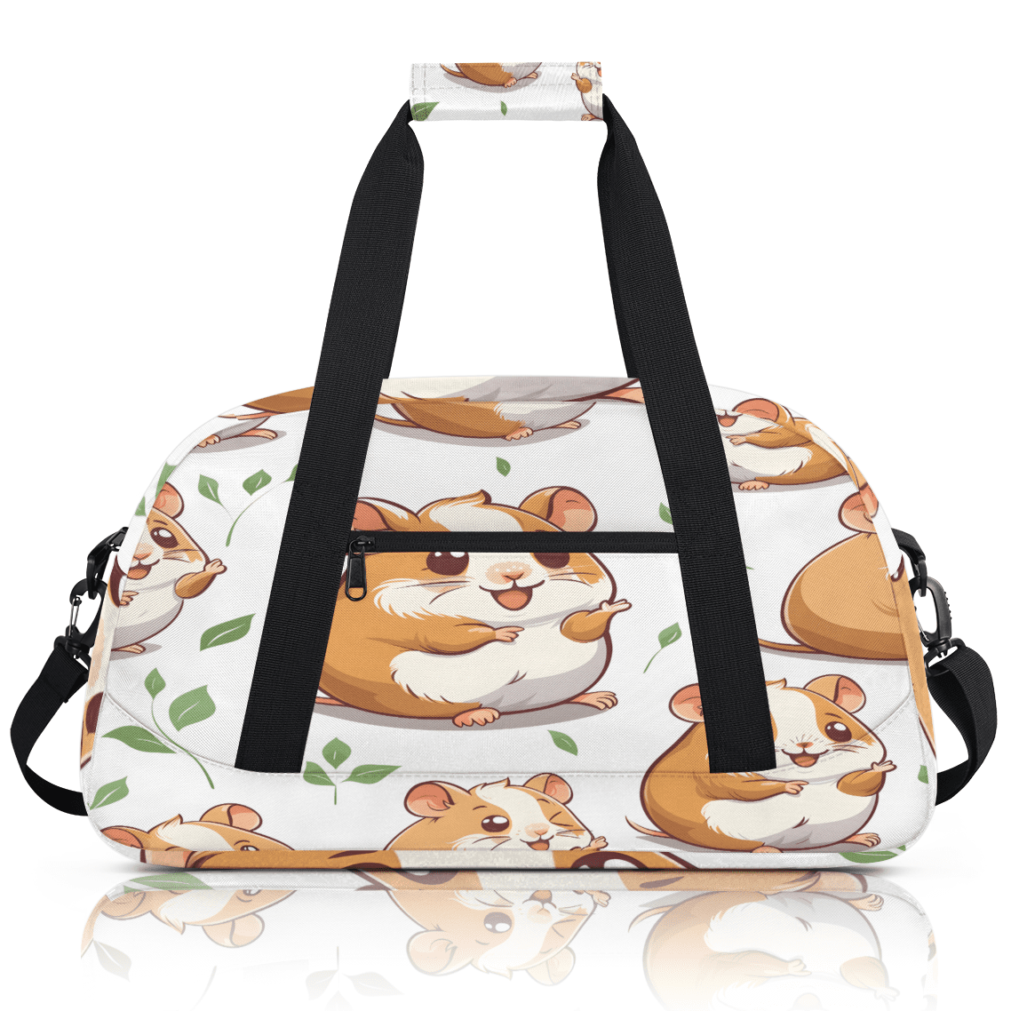 Herdesigns Cute Sports Duffle Bag for Women & Men, Cute Hamster Gym Bag Dance Bag Overnight Bag Carry On Weekender Travel Bag